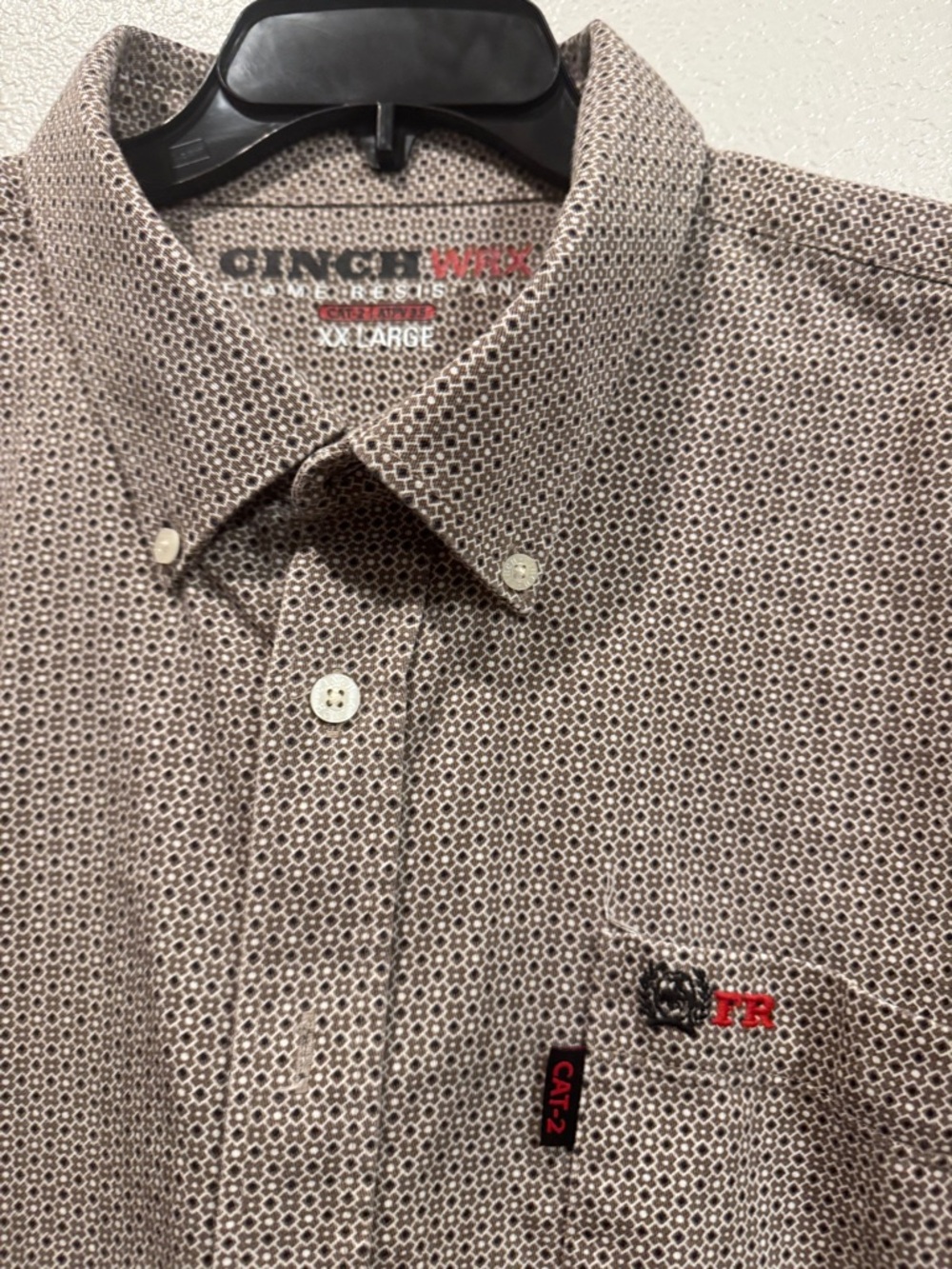 Cinch FR Men's Brown Patterned Button-Down Shirt
